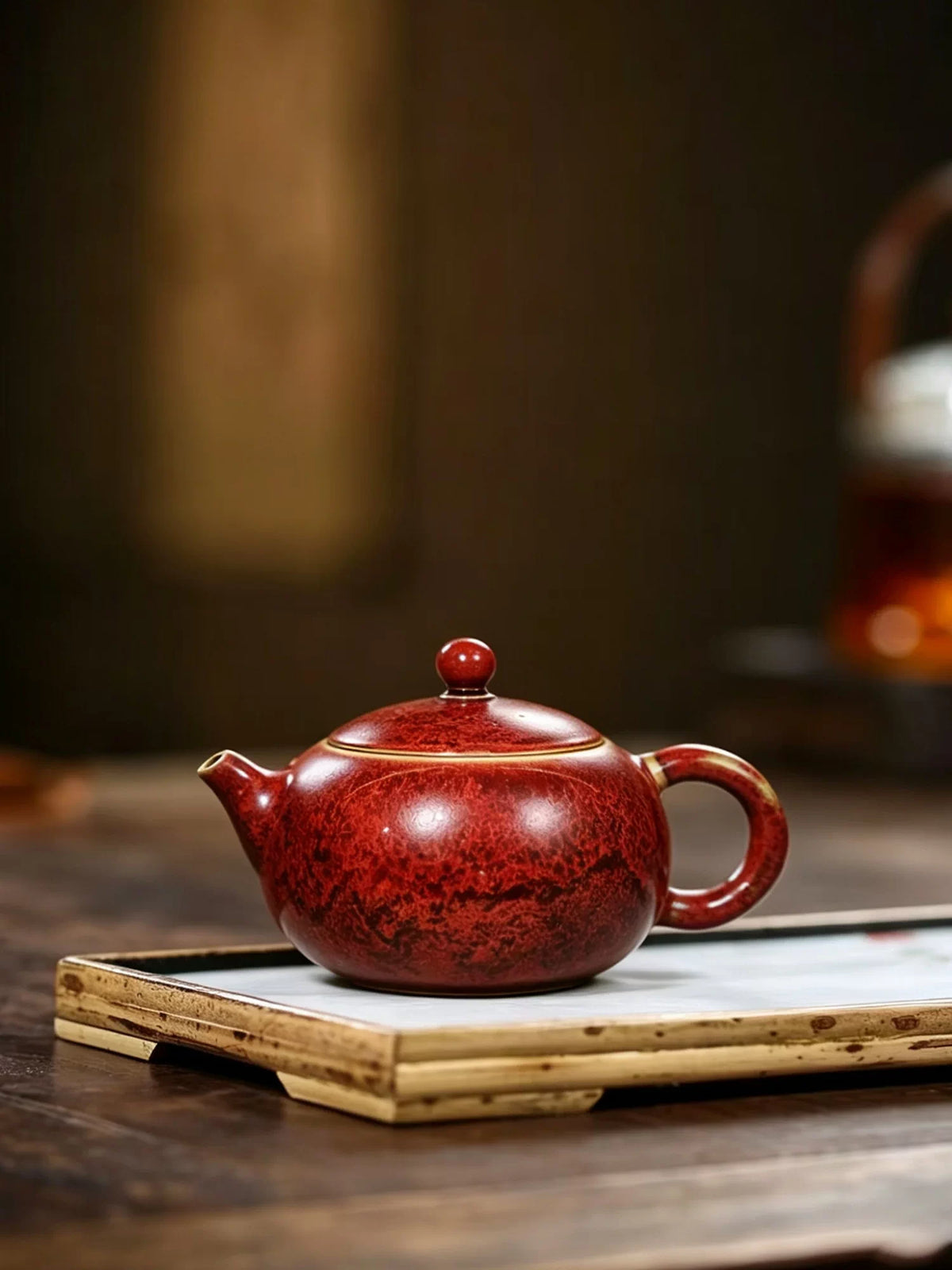 Crimson Xishi Jun Teapot — alternate angle