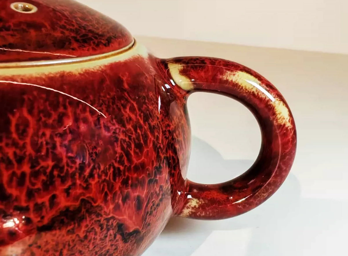 Crimson Xishi Jun Teapot — styled in context