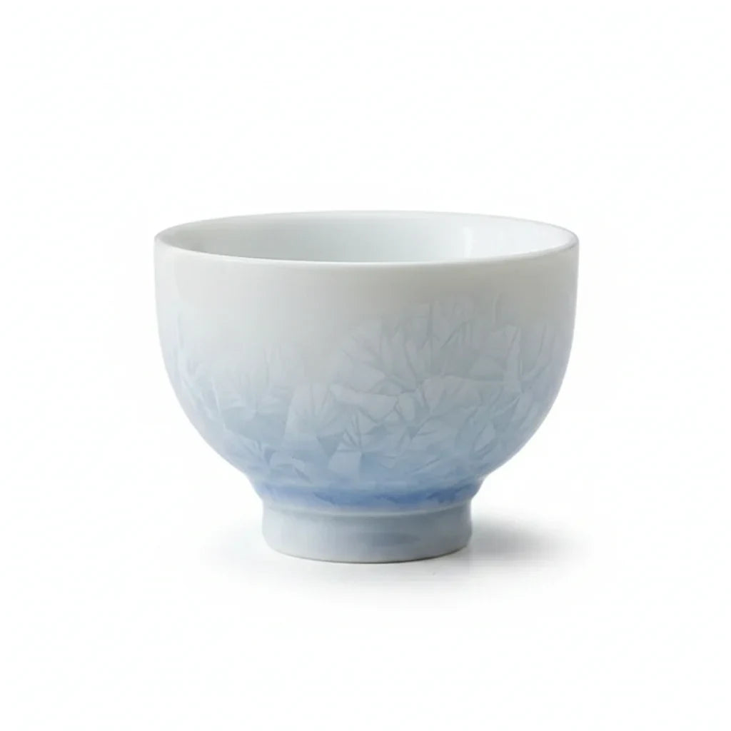 Crystal Floral Glass Tea Cup white background product photo