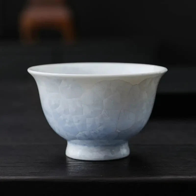 Crystal Floral Glass Tea Cup Glass Tea Cup side view