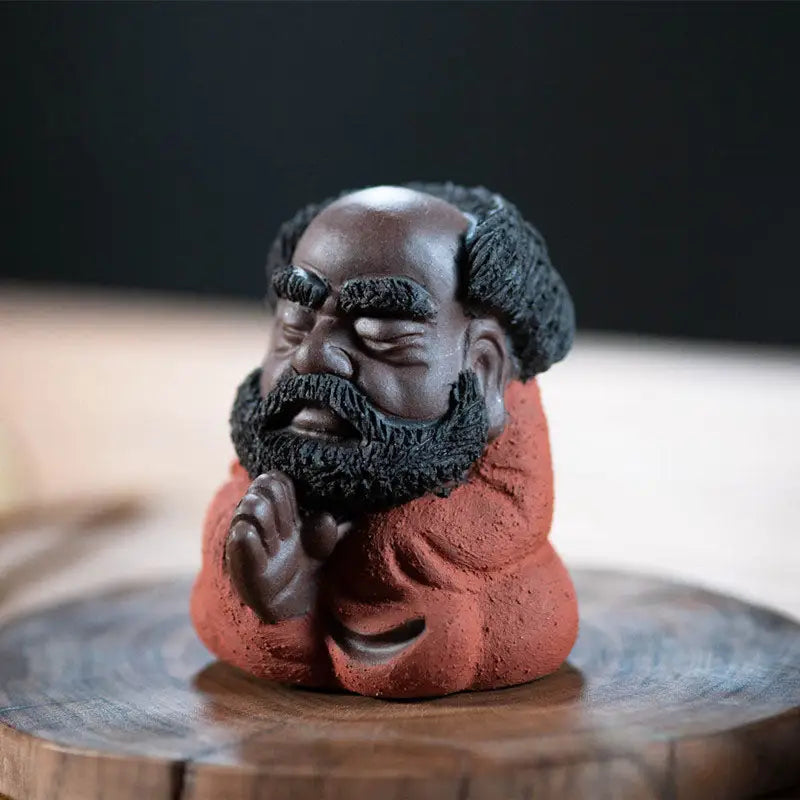 Meditating clay figure Dhyana Guardian Zisha tea pet, crafted from Yixing Zisha clay