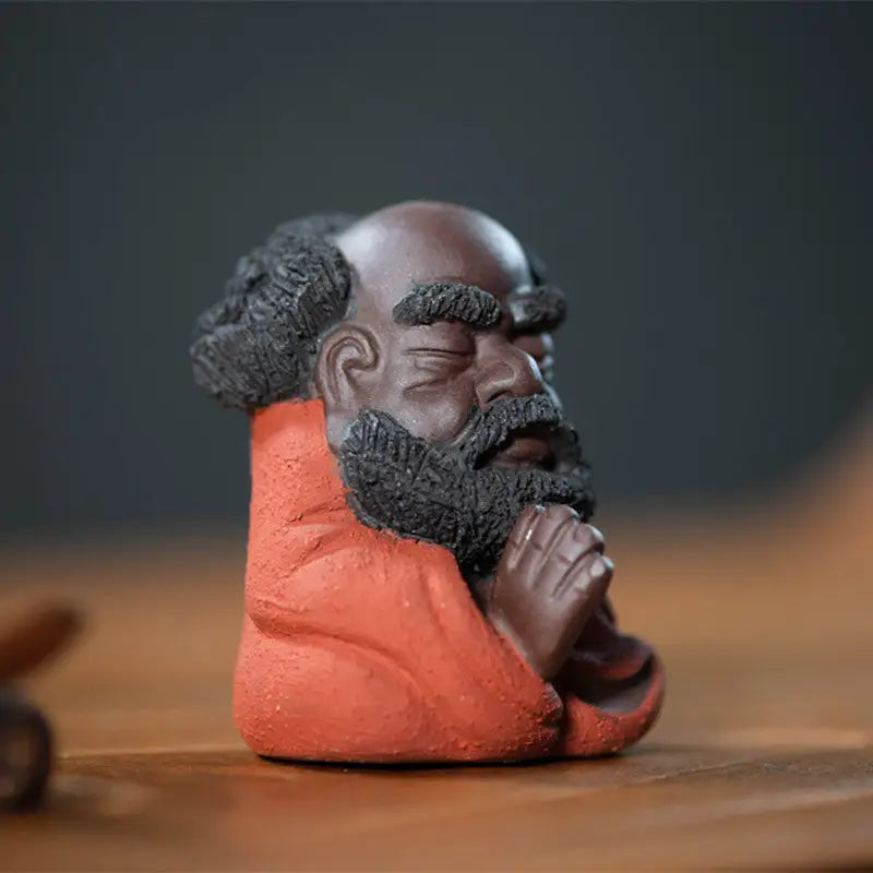 Yixing Zisha Clay Monk Figurine Dhyana Guardian Zisha Tea Pet for meditation decor