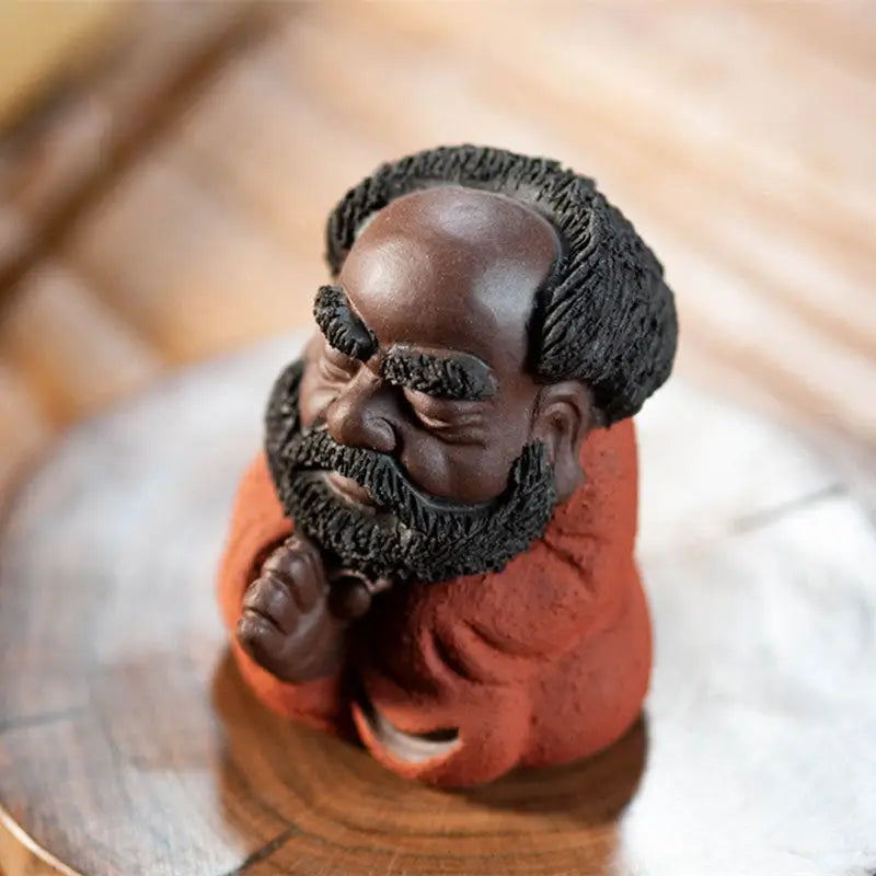Yixing Zisha Dhyana Guardian Zisha Tea Pet clay figurine of a bearded man