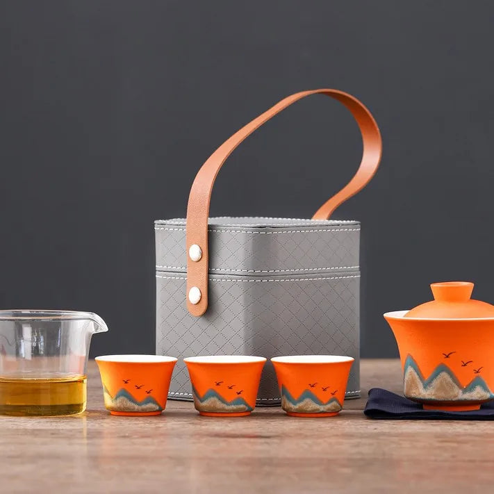 Distant Mountains Gaiwan Travel Tea Set – Persimmon Orange