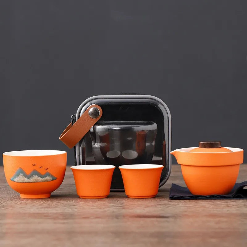 Distant Mountains Kuaike Travel Tea Set – Distant Mountains / Round Bag
