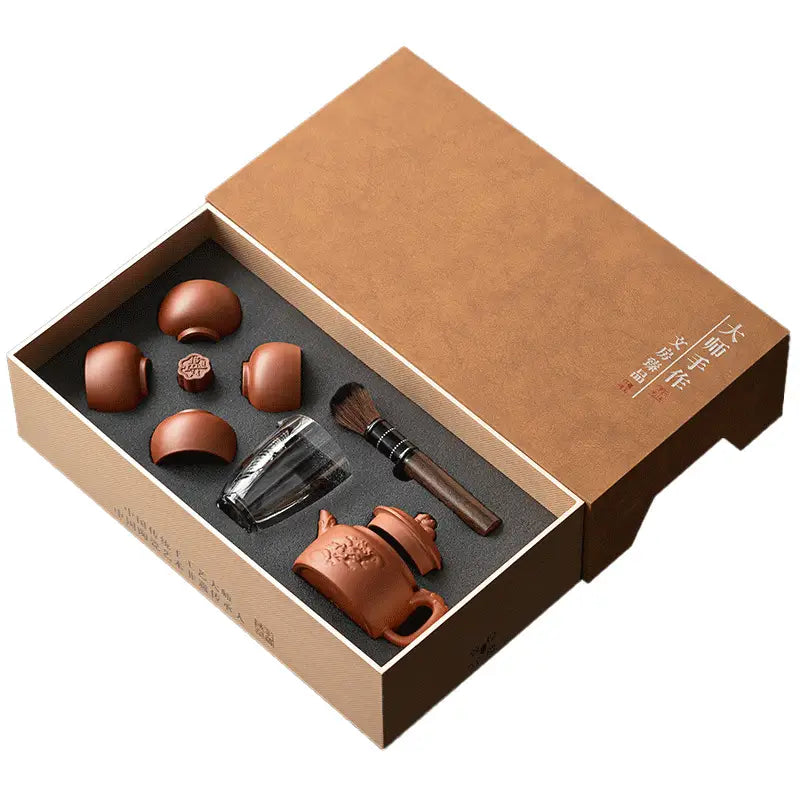 Dragon Guardian Tea Set in a box featuring Yixing Zisha teaware for tea lovers