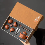 Dragon Guardian Tea Set in a gift box showcasing Yixing Zisha teaware set design
