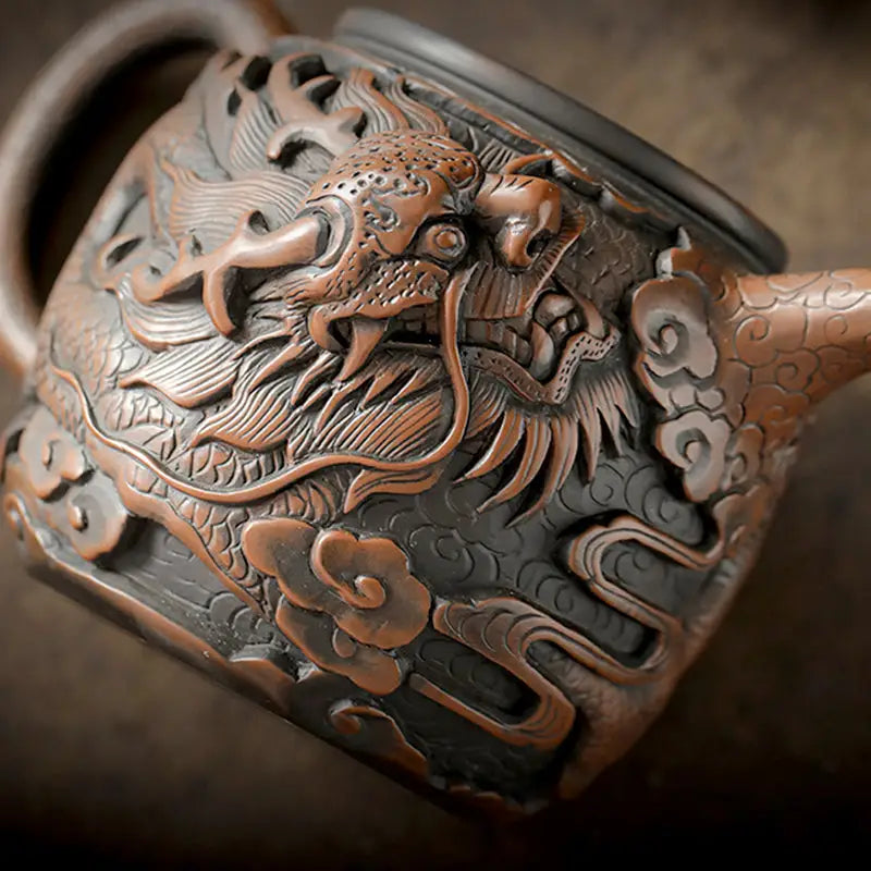 Ornate dragon-themed Jianshui Zitao teapot from Dragon King II showcasing Jianshui pottery
