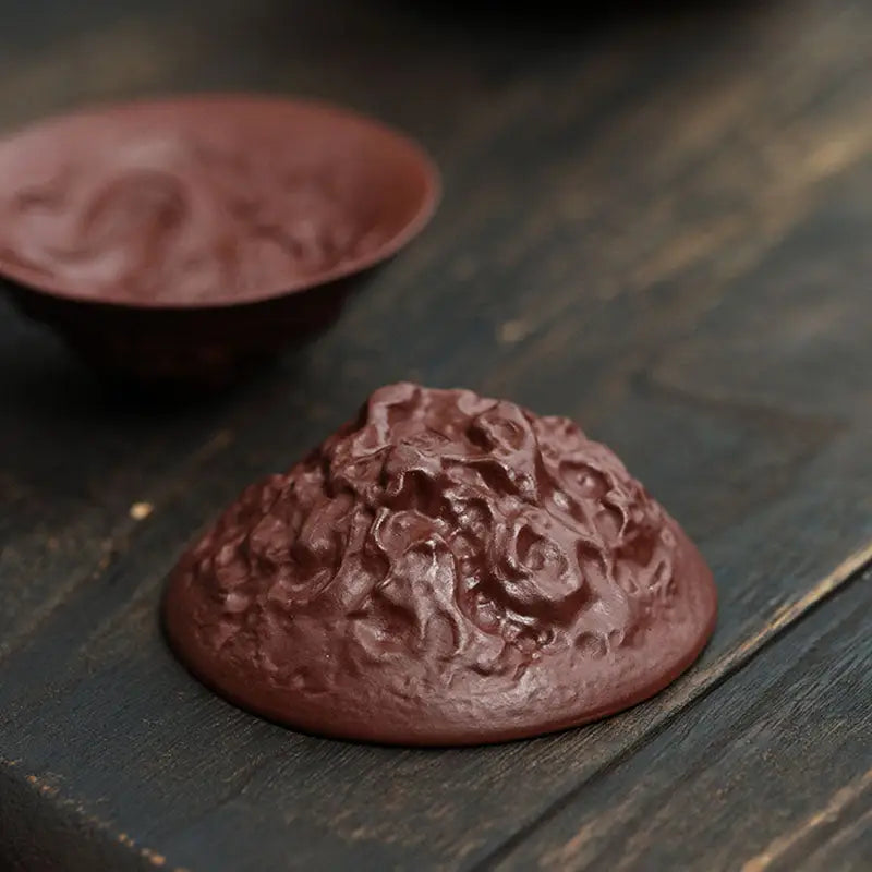 Textured brown ceramic dome from Dragon Spirit teacup collection for unique spirit teacup design