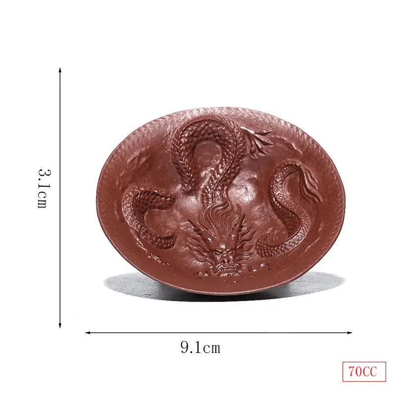 Oval brown dragon dish from Dragon Spirit teacup collection showcasing intricate design