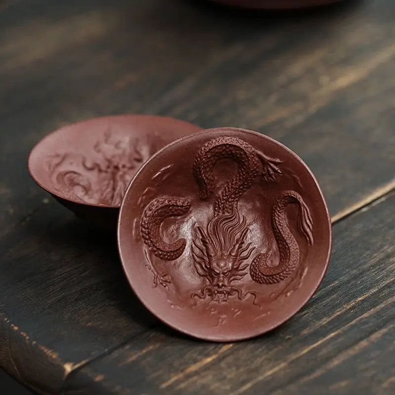 Dragon Spirit teacup with dragon-embossed clay design, perfect for tea lovers