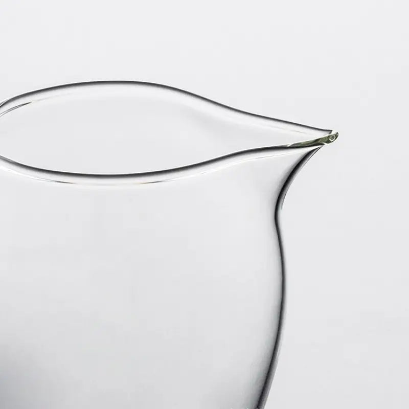 Clear glass pitcher spout for Eagle Beak tea, handblown high-borosilicate glass