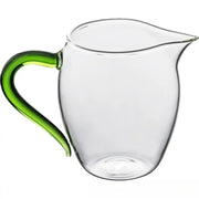 Eagle Beak tea pitcher made of high-borosilicate handblown glass with green handle