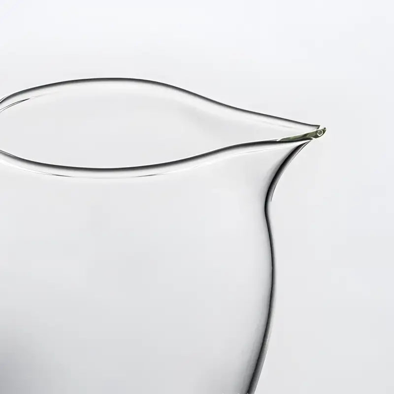 Clear glass pitcher spout for Eagle Beak tea, handblown high-borosilicate glass