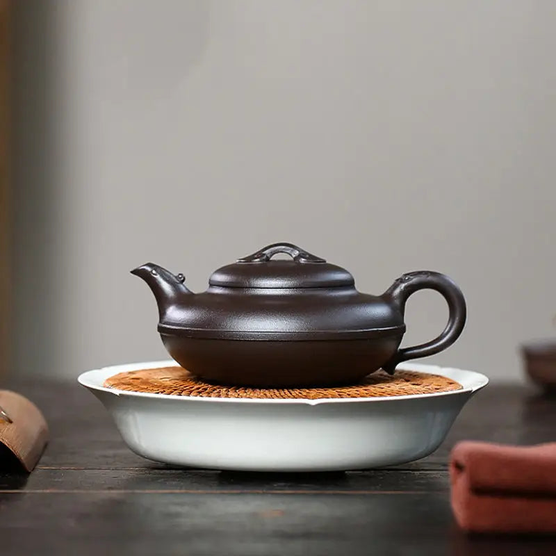 Dark brown Yixing Zisha teapot named Eclipse, authentic Yixing teapot for tea brewing