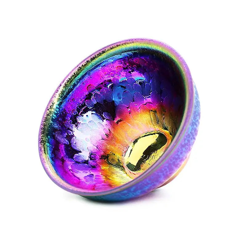 Iridescent ceramic bowl from Fairy II perfect for tenmoku tea or as a tea cup