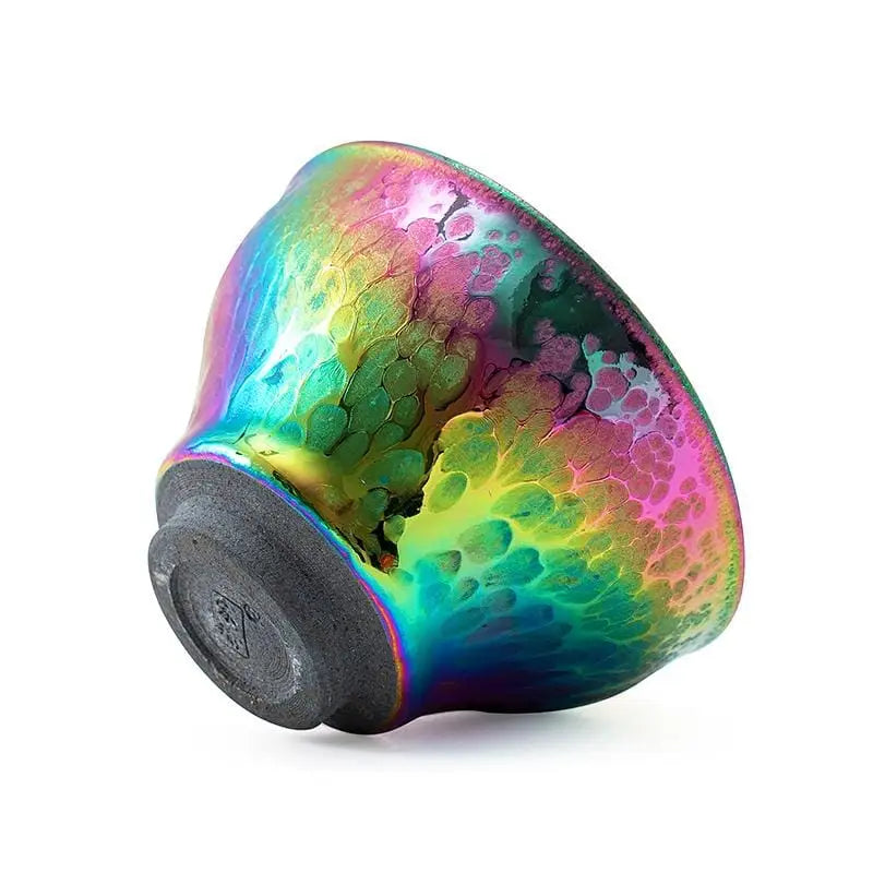 Iridescent Ceramic Teacup Fairy II Featuring a Tenmoku Tea Cup for Elegant Tea Enjoyment