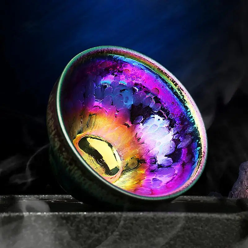 Iridescent ceramic bowl from Fairy II, perfect for tenmoku tea and tea cup collection