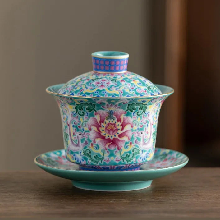 Falangcai-Style Floral Gaiwan – Brocade Flowers