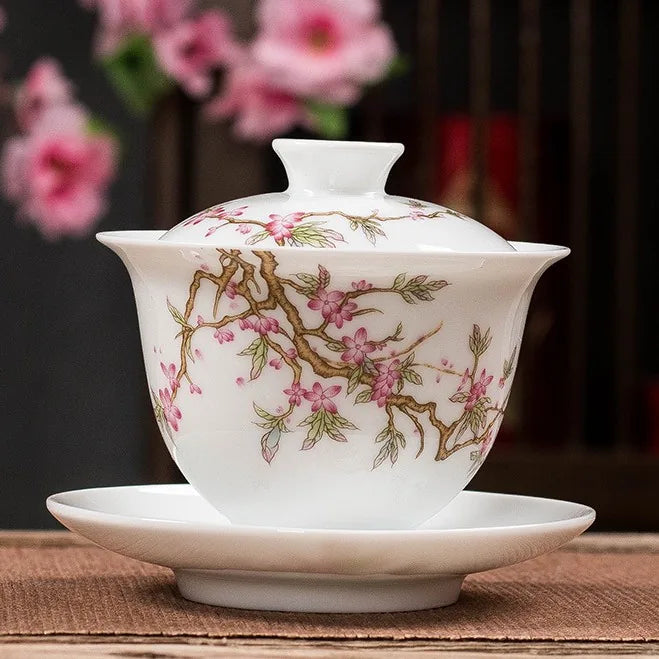 Famille Rose Gaiwan – Peach Blossom