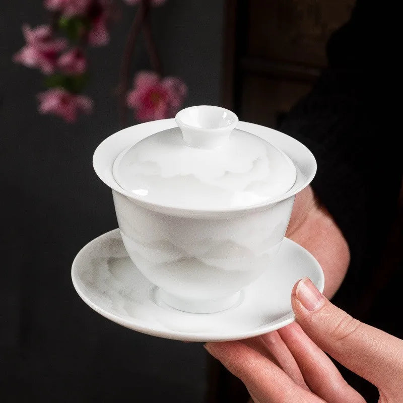 White porcelain gaiwan with famille rose peach blossom – photo 2