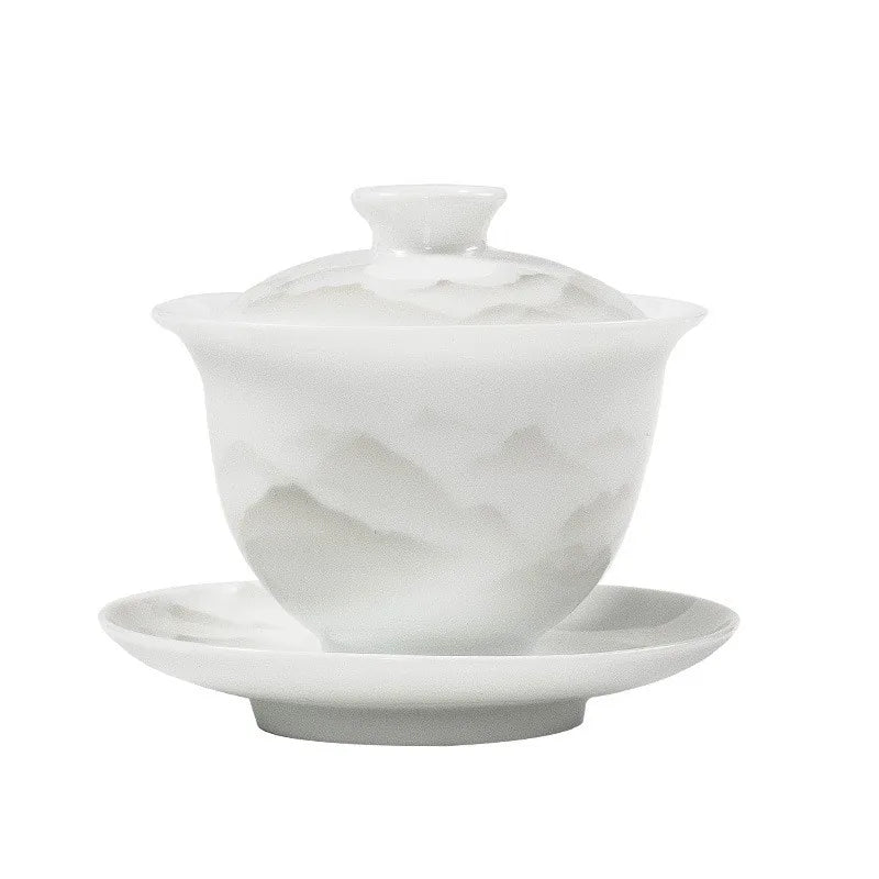 White porcelain gaiwan with famille rose peach blossom – photo 5