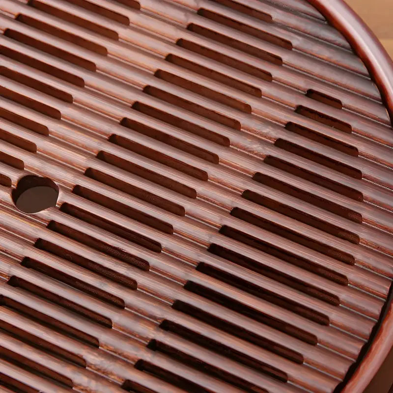 Slatted wooden tea tray from Flow Circle Bamboo Tea collection for traditional bamboo tea serving