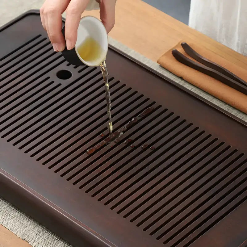 Slatted bamboo gongfu tea tray from Flowkeeper for traditional Gongfu Tea brewing