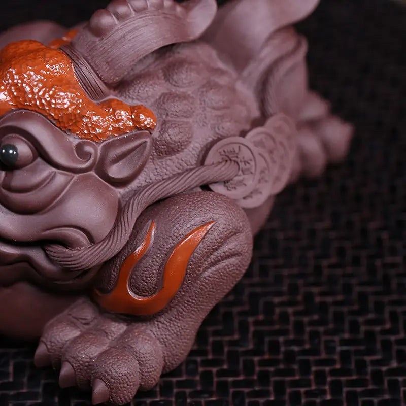 Purple clay money frog from Fortune Guardian Pixiu, ideal as a Pixiu Tea Pet or guardian pixiu tea accessory