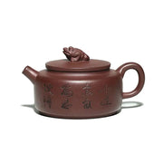 Maroon Fortune Toad Yixing Zisha Teapot with Frog Lid for Teapot Collectors