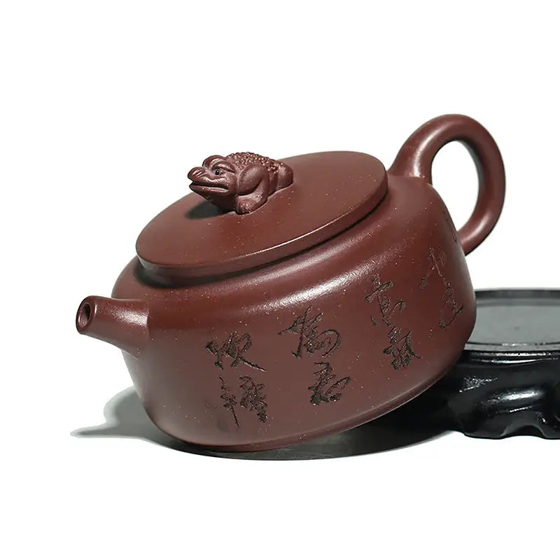Maroon Fortune Toad Yixing teapot with frog lid for traditional toad Yixing Zisha brewing