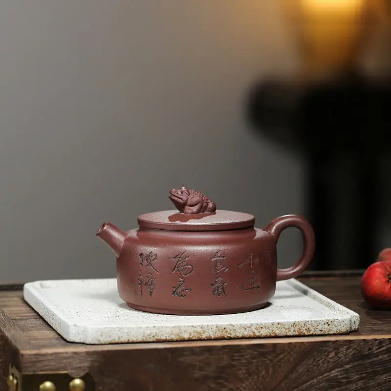 Reddish-brown Fortune Toad Yixing Zisha Yixing Teapot with frog-shaped lid