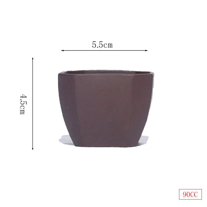 Brown square flowerpot from Geometric Tranquility with yixing zisha square design
