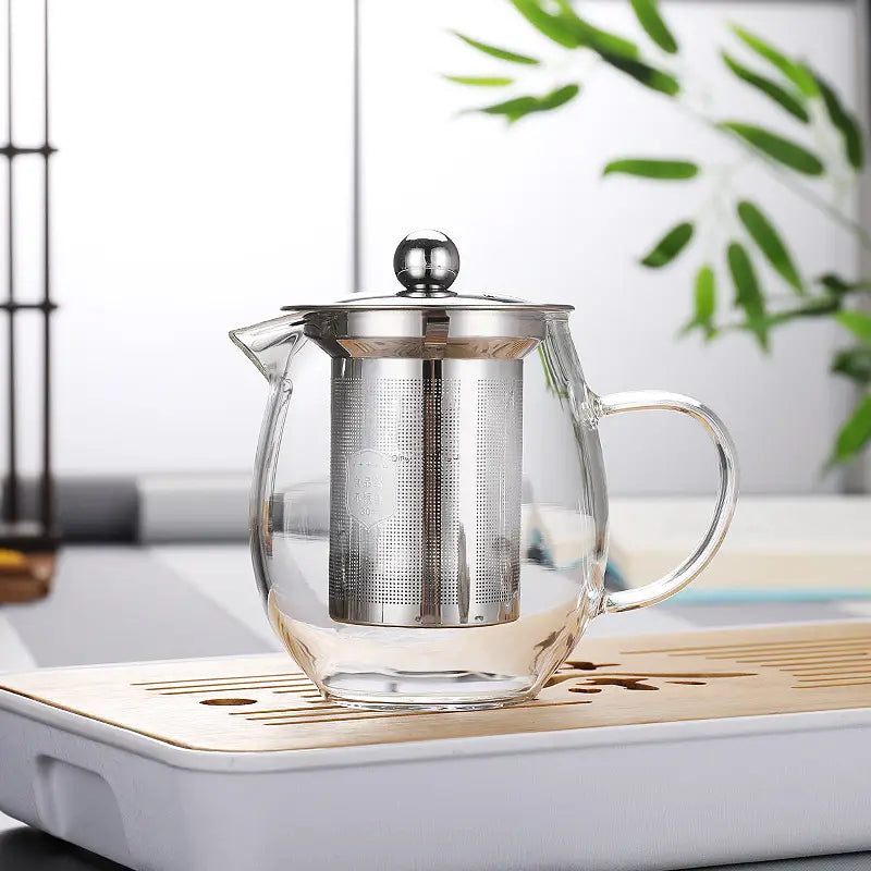 Heat-resistant borosilicate glass fair cup with metal infuser for Gong Dao Bei brewing