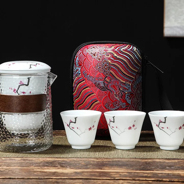Glass Infuser Travel Tea Set – Plum in Snow