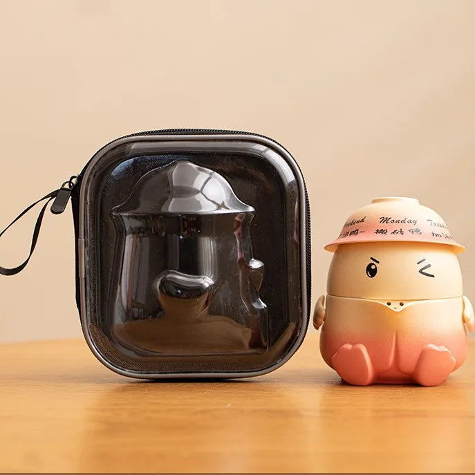 Go Duck Kuaike Travel Tea Set – Pink + Travel Bag