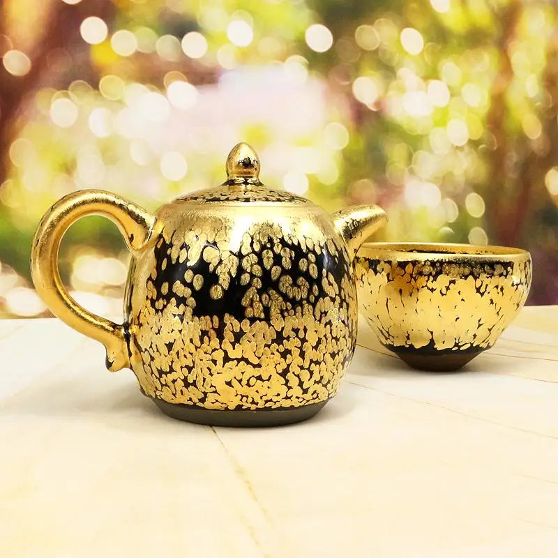 Gold Teapot with black and gold flecks for Gongfu Tea and traditional tea ceremonies