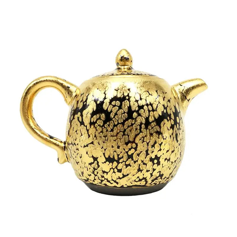 Gold teapot with gold flecks, ideal for gongfu tea and traditional tea ceremonies