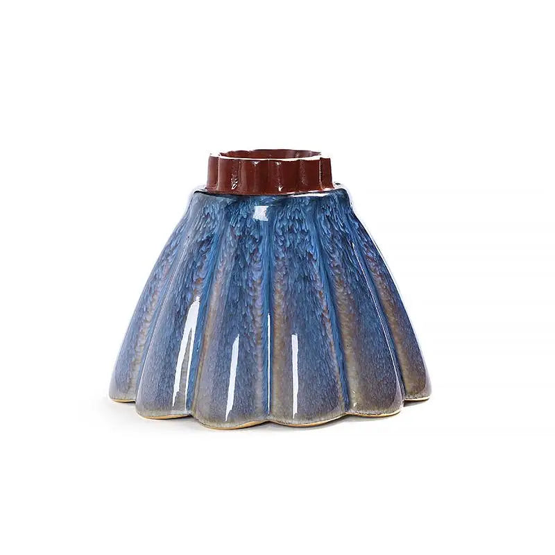 Blue and brown ceramic vase from Golden Flower teacup collection for elegant floral decor