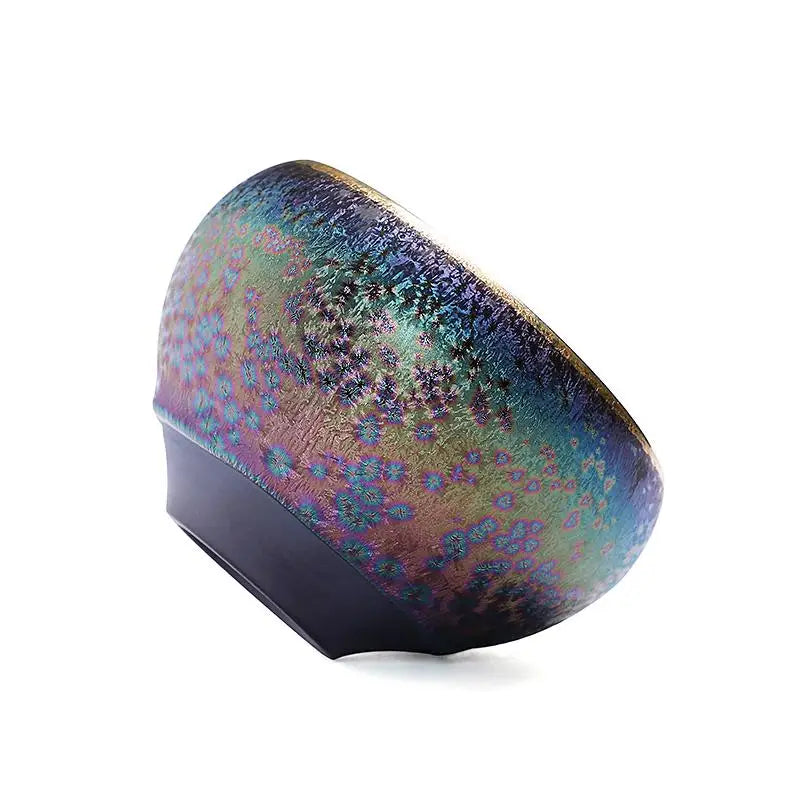 Iridescent wedge heel shoe from Golden Magic collection showcasing Jian Zhan Tea-inspired design