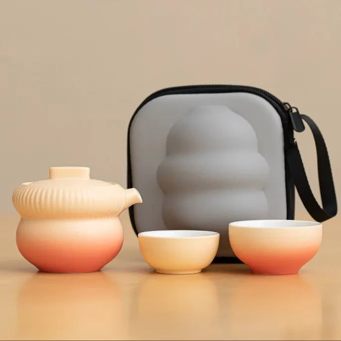 Gourd Kuaike Travel Tea Set – Pink Gradient