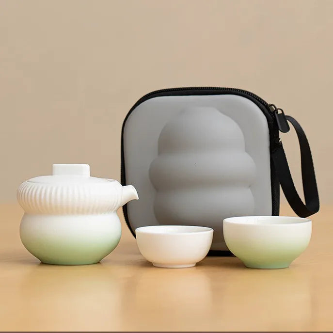 Gourd Kuaike Travel Tea Set – Forest Green Gradient