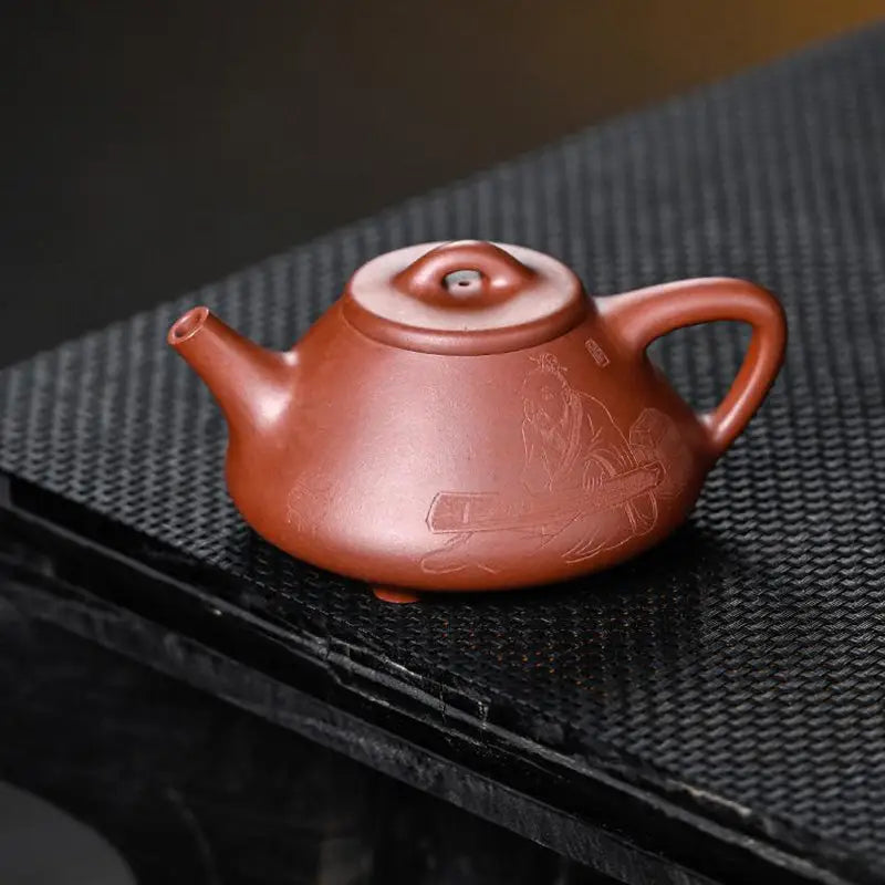 Miniature Yixing Zisha Teapot from Guqin Reverie with etched design