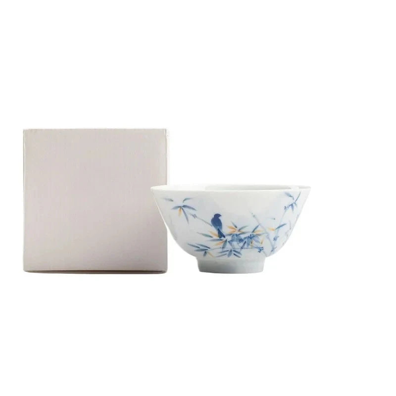 Hand-painted Bamboo Tea Cup white background product photo