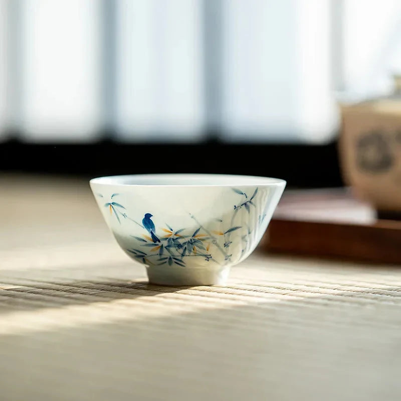 Hand-painted Bamboo Tea Cup Tea Cup side view