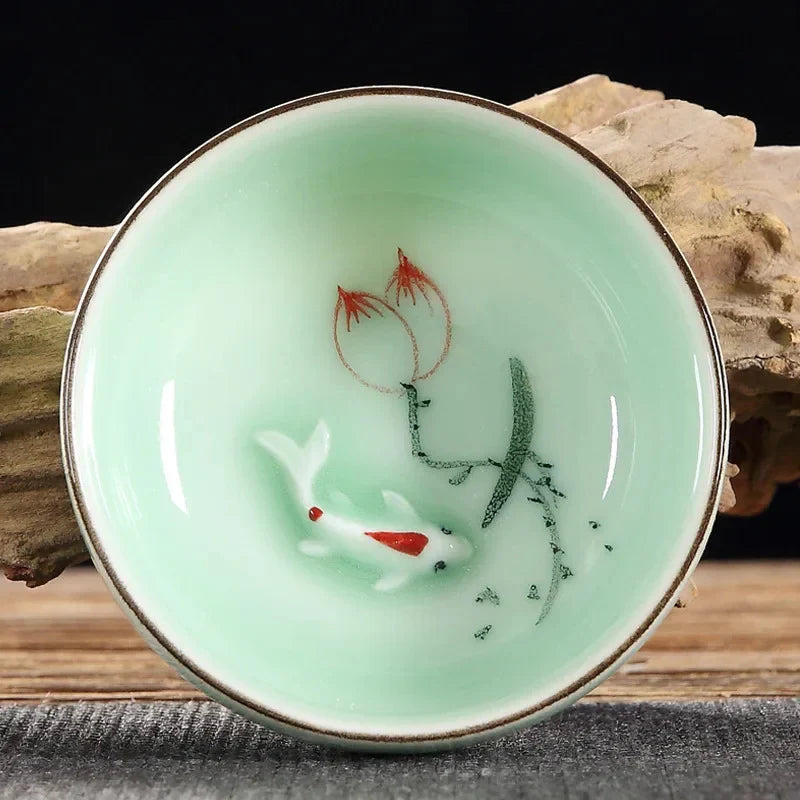 Hand-painted Celadon Lotus Tea Cup Tea Cup product photo 4