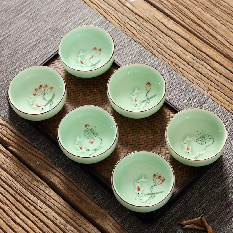 Hand-painted Celadon Lotus Tea Cup Tea Cup product photo 5