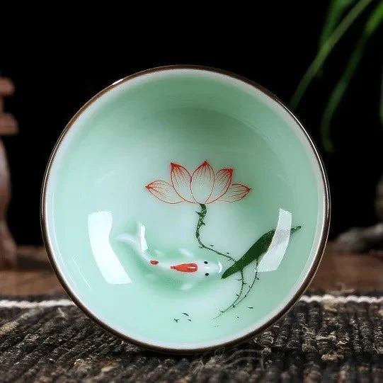 Hand-painted Celadon Lotus Tea Cup Tea Cup product photo 8
