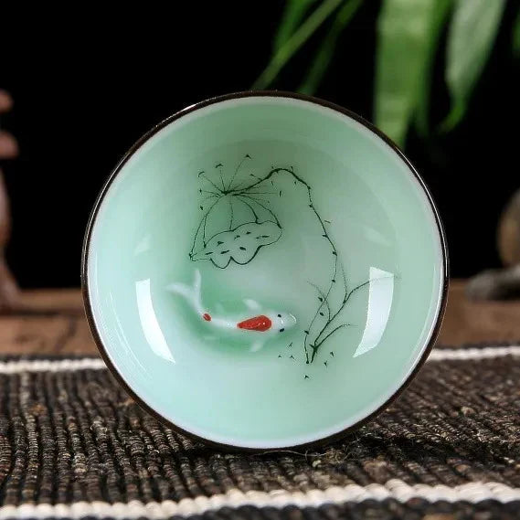 Hand-painted Celadon Lotus Tea Cup Tea Cup product photo 9