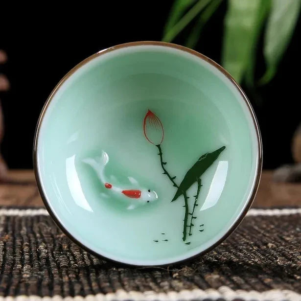 Hand-painted Celadon Lotus Tea Cup Tea Cup product photo 10